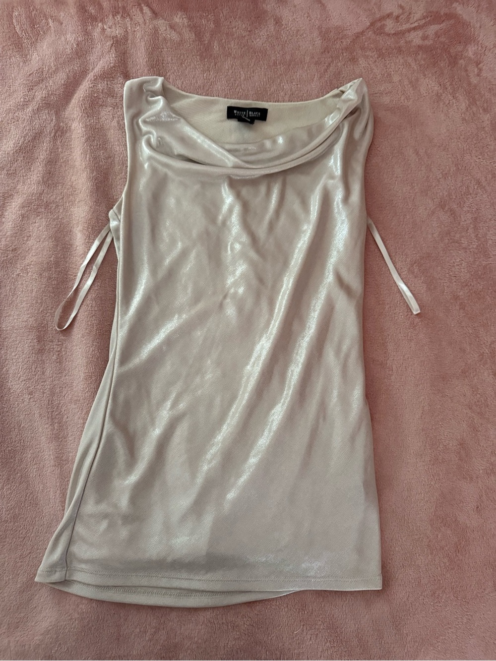 White House Black Market Shimmery Metalic Sleeveless Cowl Neck Top